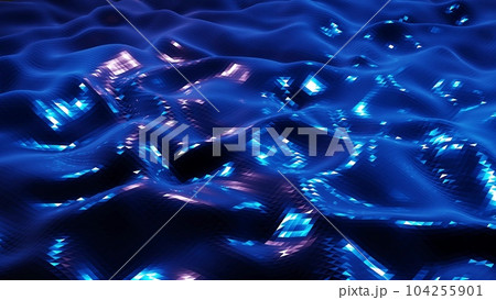 stylish dark abstract low poly background. Abstract waves on glossy metallic surface. Simple minimalistic geometric bg. Blue color. 3d render stylish dark abstract low poly background. Abstract waves on glossy metallic surface. Simple minimalistic geometric bg. Blue color. 3d render 104255901