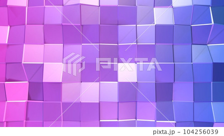 3d rendering of low poly background with 3d objects and modern gradient colors purple red blue. Creative simple geometric background of polygons. 3d rendering of low poly background with 3d objects and modern gradient colors purple red blue. Creative simple geometric background of polygons. 104256039