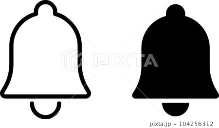 ベルの線画とシルエットのアイコン ベルの線画とシルエットのアイコン 104256312