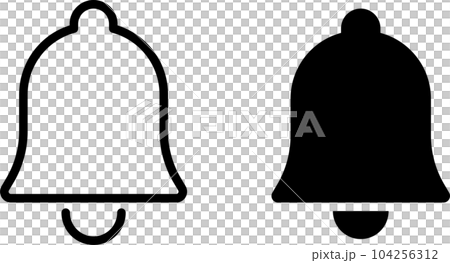ベルの線画とシルエットのアイコン ベルの線画とシルエットのアイコン 104256312