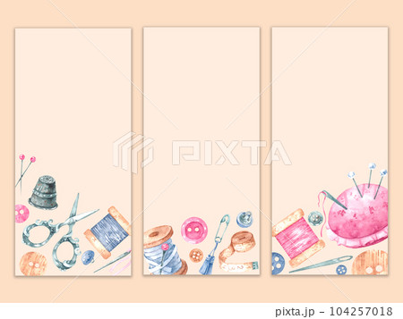 Seamstress tag mockup with sewing accessories Seamstress tag mockup with sewing accessories 104257018