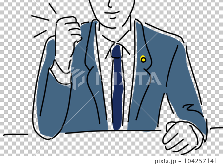 ガッツポーズの男性弁護士のシンプル線画イラスト 104257141