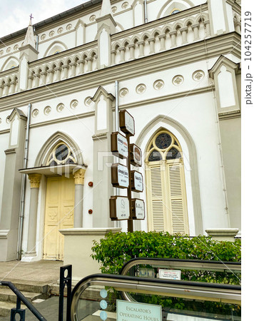 A view of historical complex of a former catholic monastery Chijmes, Singapore. High quality photo A view of historical complex of a former catholic monastery Chijmes, Singapore. High quality photo 104257719