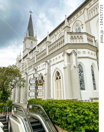 A view of historical complex of a former catholic monastery Chijmes, Singapore. High quality photo A view of historical complex of a former catholic monastery Chijmes, Singapore. High quality photo 104257725