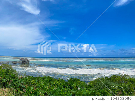 Panoramic view of low tide in Kiwengwa, Zanzibar. Blue sky. Copy space. High quality photo Panoramic view of low tide in Kiwengwa, Zanzibar. Blue sky. Copy space. High quality photo 104258090