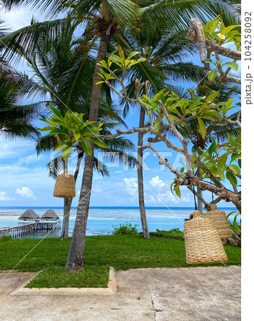 View of water villas in Kiwengwa, Zanzibar. High quality photo View of water villas in Kiwengwa, Zanzibar. High quality photo 104258092