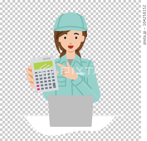 一位坐在辦公桌前的女工打開筆記本電腦,指著一個計算器給我們看 一位坐在辦公桌前的女工打開筆記本電腦,指著一個計算器給我們看 104258152