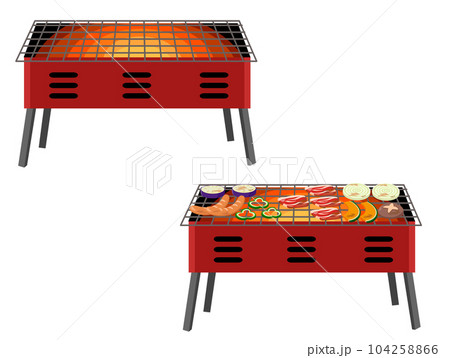 バーベキューコンロ (BBQ) アイコンセット イラスト素材 ベクター バーベキューコンロ (BBQ) アイコンセット イラスト素材 ベクター 104258866