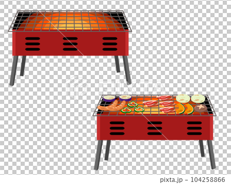 バーベキューコンロ (BBQ) アイコンセット イラスト素材 ベクター バーベキューコンロ (BBQ) アイコンセット イラスト素材 ベクター 104258866