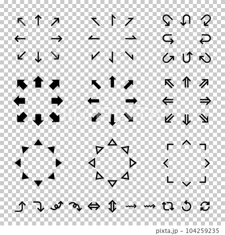 Assortment of various arrows vector icon set 104259235