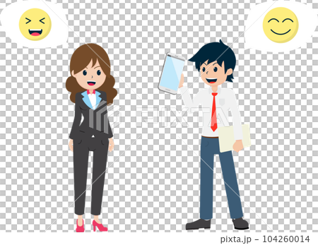 Salary Man are Presenting good products to interested customers Salary Man are Presenting good products to interested customers 104260014