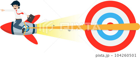Salary Man Sitting on Rocket and Pulling the Big Target 104260501
