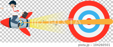 Salary Man Sitting on Rocket and Pulling the Big Target 104260501