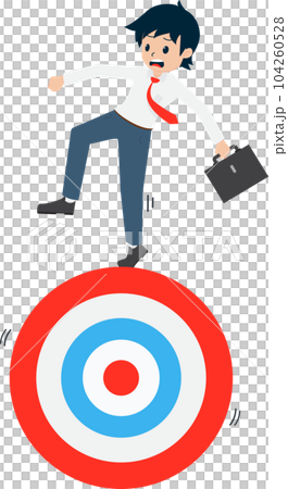 Salary Man Standing on a target at the summit of a high mountain at high risk. If the goal is not appropriate There will be a high risk Salary Man Standing on a target at the summit of a high mountain at high risk. If the goal is not appropriate There will be a high risk 104260528