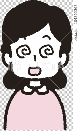 一個女人面向前方，眼睛在旋轉的上半身插圖 104263368