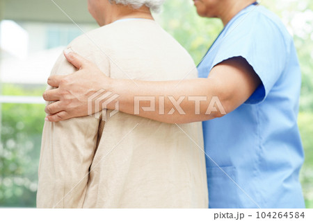 Doctor examine and treat asian elderly patient muscle back pain problem and physical therapy in hospital. Doctor examine and treat asian elderly patient muscle back pain problem and physical therapy in hospital. 104264584