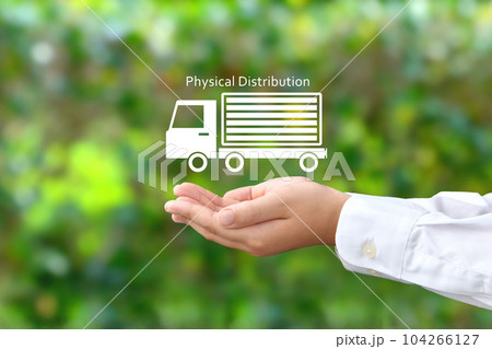 子供の手とトラックのピクトグラム―物流イメージ 子供の手とトラックのピクトグラム―物流イメージ 104266127