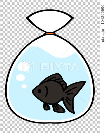Illustration material of goldfish in a bag scooped at the fair Illustration material of goldfish in a bag scooped at the fair 104266696