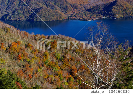 奥日光・社山稜線から見る紅葉の山並みと中禅寺湖 奥日光・社山稜線から見る紅葉の山並みと中禅寺湖 104266836