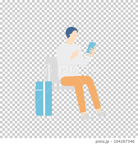 Male tourist checking on smartphone Male tourist checking on smartphone 104267346