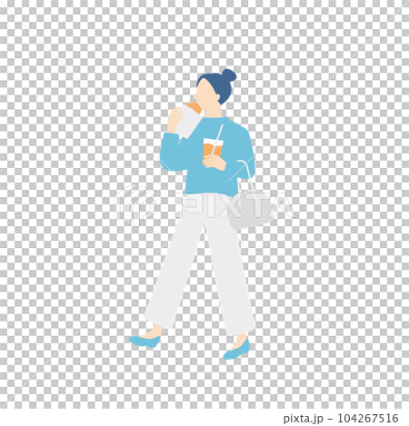 Woman enjoying eating while walking 104267516