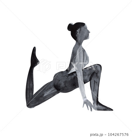 Watercolor yoga pose. Asana. Healthy lifestyle and relaxation. 104267576