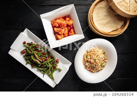 Top view on asian lunch set Top view on asian lunch set 104268314