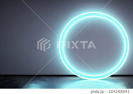 Standing bright white circle neon light...のイラスト素材 [104268841] - PIXTA