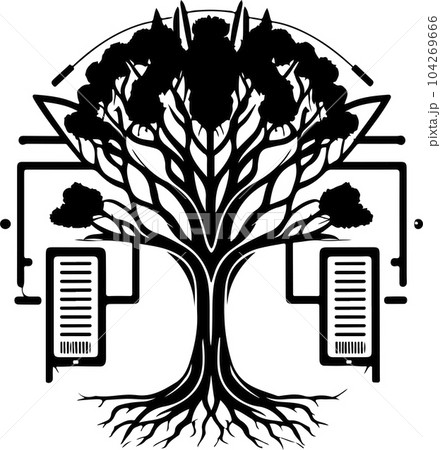 Tree tech logo. Digital tree. Good for t-shirt print design 104269666