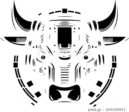 Bull head tech logo technology. Logo design regarding bull. Print design of cyber bull head. Bull head tech logo technology. Logo design regarding bull. Print design of cyber bull head. 104269851