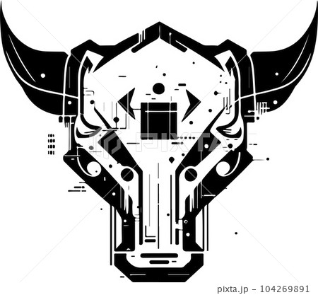 Bull head tech logo technology. Logo design regarding bull. Print design of cyber bull head. Bull head tech logo technology. Logo design regarding bull. Print design of cyber bull head. 104269891