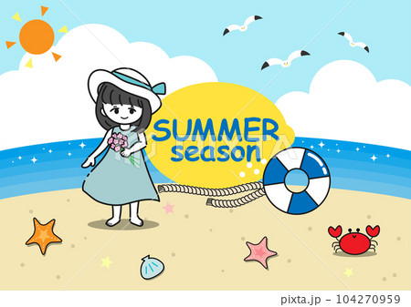 シンプルでゆるかわな夏素材 104270959