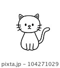 シンプルな線画の白い猫 104271029