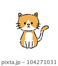 シンプルな線画の毛がふわふわした猫 104271031
