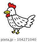 シンプルな線画の鶏 104271040