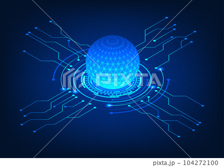 Isometric data processor with technology circle connected circuit The concept of a technology processor that receives data and processes it and sends it to other operating systems in Internet network 104272100