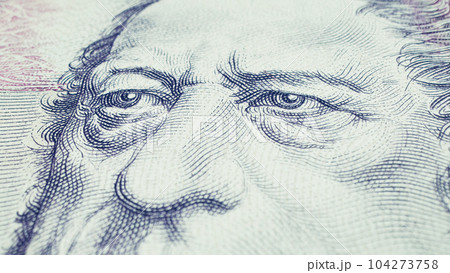 Czech crowns cash money macro background. Ceska koruna. Francis Palacky 104273758