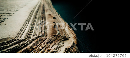 Ancient papyrus, archival manuscripts. Medieval library tomes. Copy space. Ancient papyrus, archival manuscripts. Medieval library tomes. Copy space. 104273765