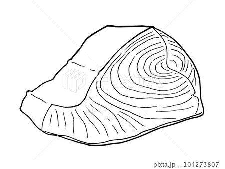 線画イラスト　手描き　マグロの切り身 104273807