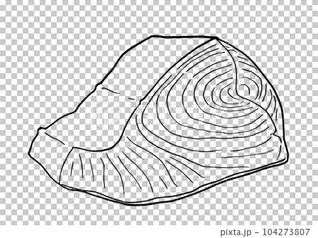 線画イラスト　手描き　マグロの切り身 104273807
