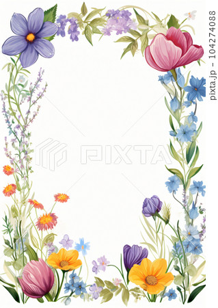 フレーム-夏の花-コピースペース-AI生成 104274088