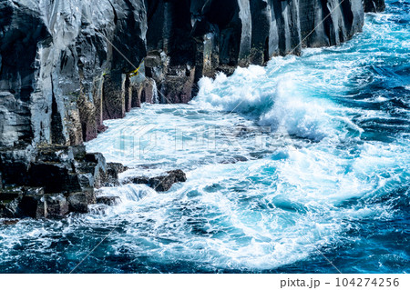 城ヶ崎海岸に打ち寄せる波1　静岡県伊東市 104274256
