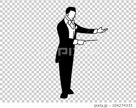 A man in a tailcoat wielding a baton A man in a tailcoat wielding a baton 104274335