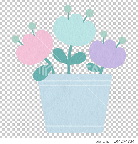 Cute pastel colorful tulip in flower clay pot Cute pastel colorful tulip in flower clay pot 104274834