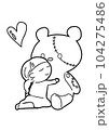 Big teddy bear and girl coloring sheet 104275486