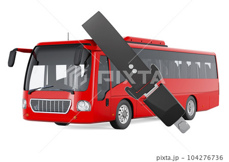 Passenger Transportation Insurance concept. Bus with safety belt, 3D rendering Passenger Transportation Insurance concept. Bus with safety belt, 3D rendering 104276736