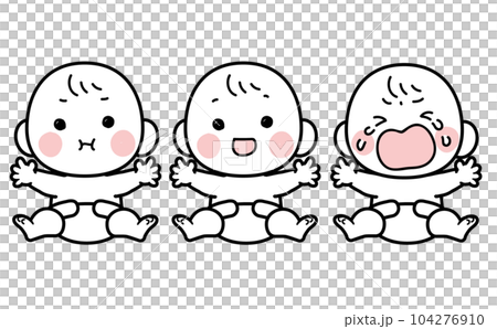 尿布中嬰兒的面部表情插圖 尿布中嬰兒的面部表情插圖 104276910