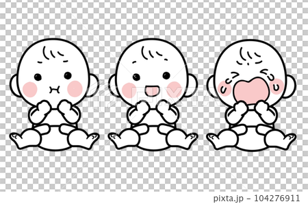 尿布中嬰兒的面部表情插圖 尿布中嬰兒的面部表情插圖 104276911