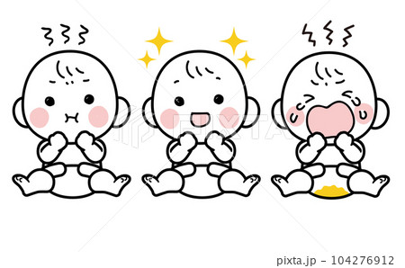 おむつトラブルの赤ちゃんのイラストセット おむつトラブルの赤ちゃんのイラストセット 104276912