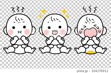 おむつトラブルの赤ちゃんのイラストセット おむつトラブルの赤ちゃんのイラストセット 104276912